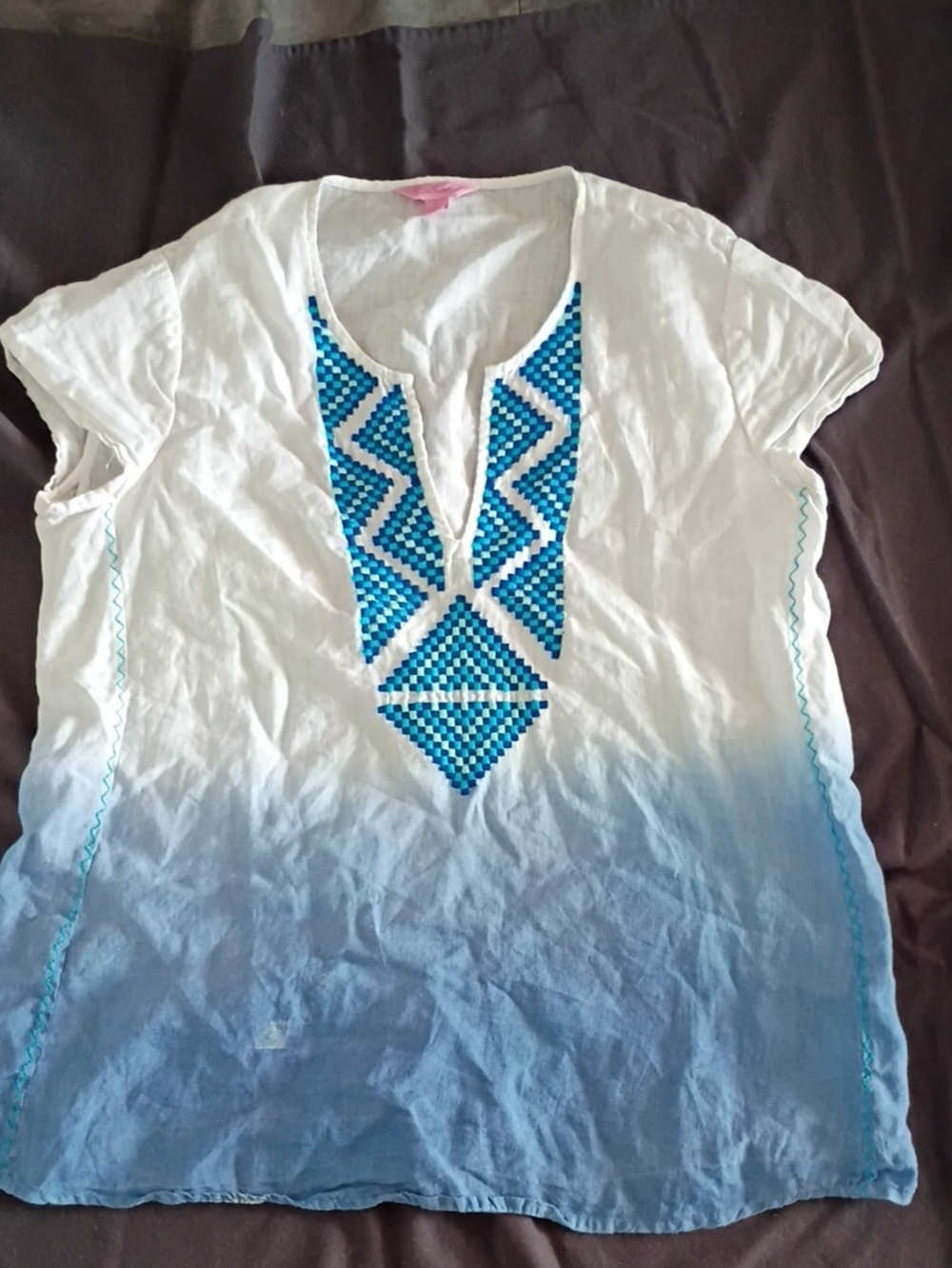 Lilly Pulitzer Linen Top With Embroidery Size Small